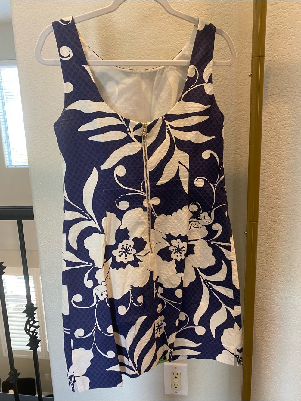 Lilly Pulitzer Navy and Lime Green Floral Mini Dress - Picture 2 of 3